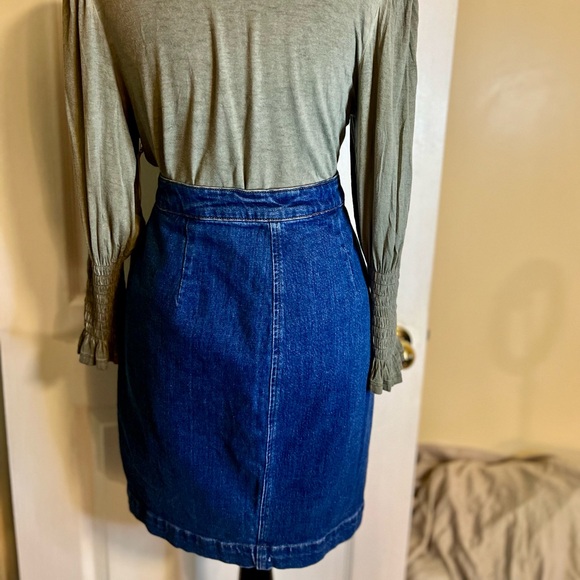Women’s J. Crew Jeans Denim Asymmetrical Button Wrap Skirt 29 - Picture 6 of 11